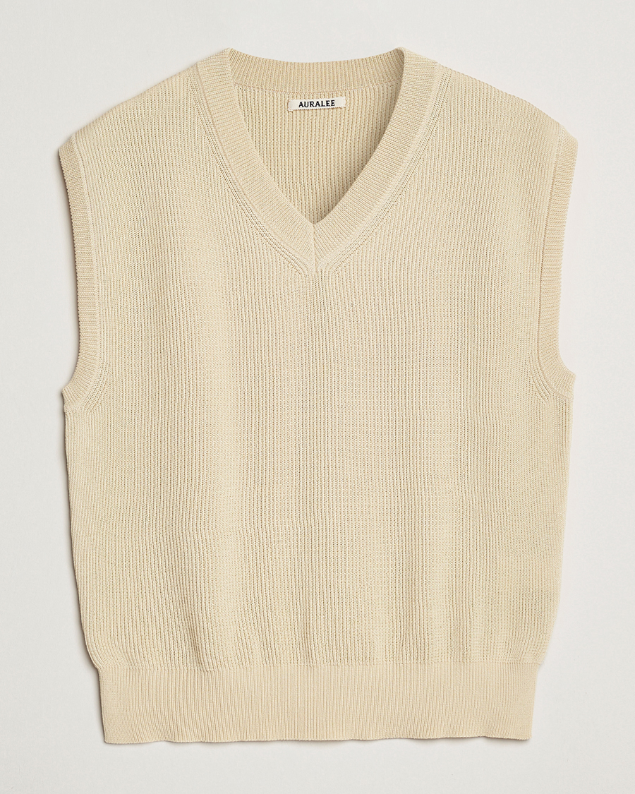 Mies | Puserot | Auralee | Rib Knit Vest Ivory