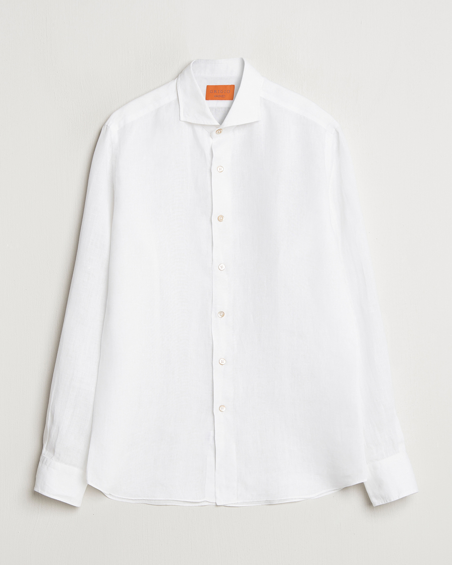 Mies | Kauluspaidat | Grigio | Linen Casual Shirt White