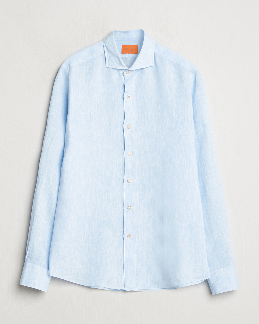 Mies | Kauluspaidat | Grigio | Linen Casual Shirt Light Blue