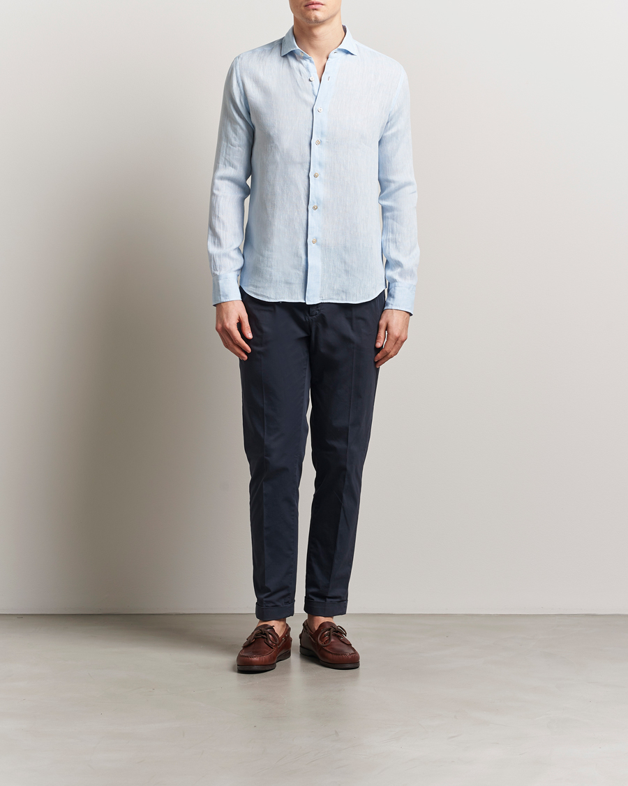 Mies | Kauluspaidat | Grigio | Linen Casual Shirt Light Blue