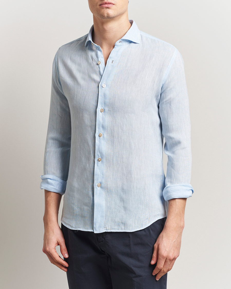 Mies | Kauluspaidat | Grigio | Linen Casual Shirt Light Blue