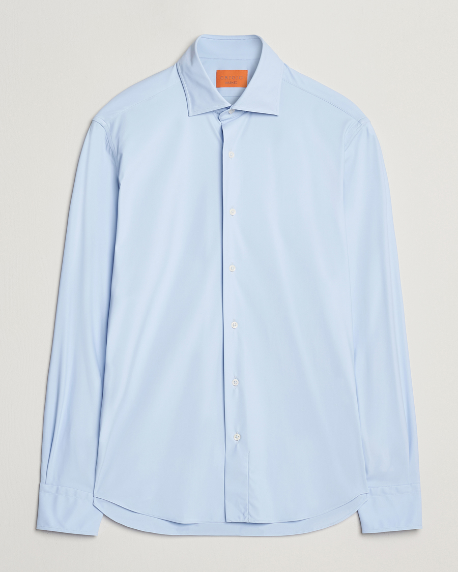 Mies | Kauluspaidat | Grigio | Jersey Stretch Shirt Light Blue