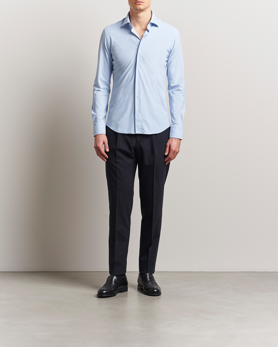 Mies | Kauluspaidat | Grigio | Jersey Stretch Shirt Light Blue