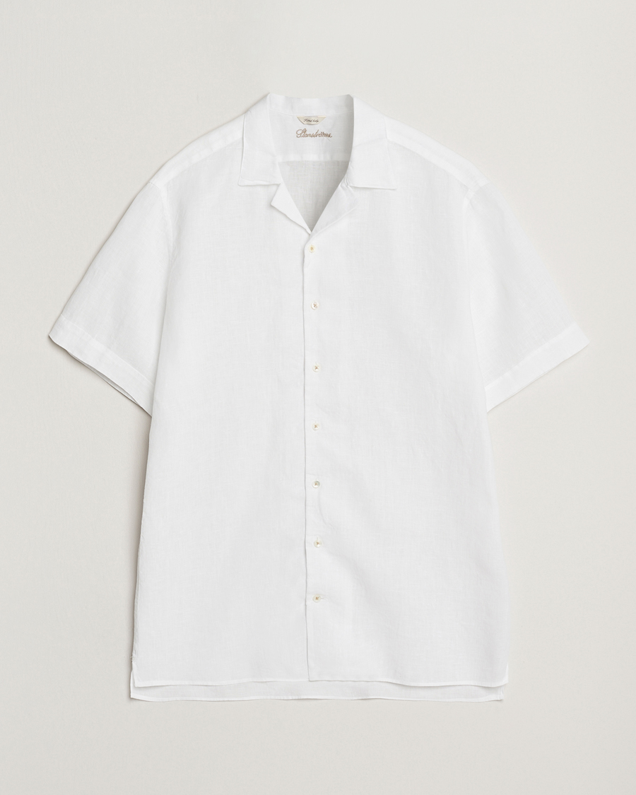 Mies | Kauluspaidat | Stenströms | Short Sleeve Linen Shirt White