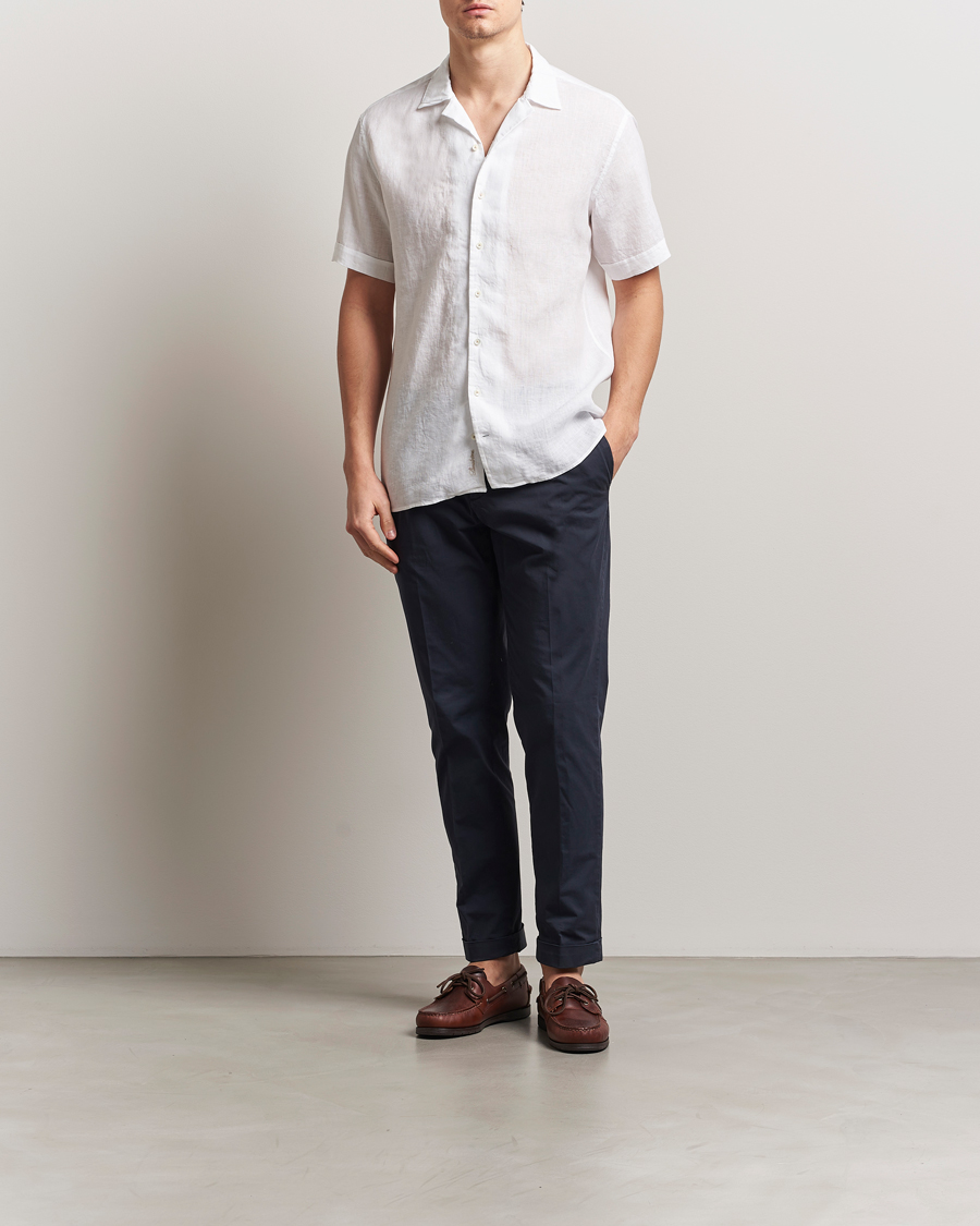 Mies | Kauluspaidat | Stenströms | Short Sleeve Linen Shirt White