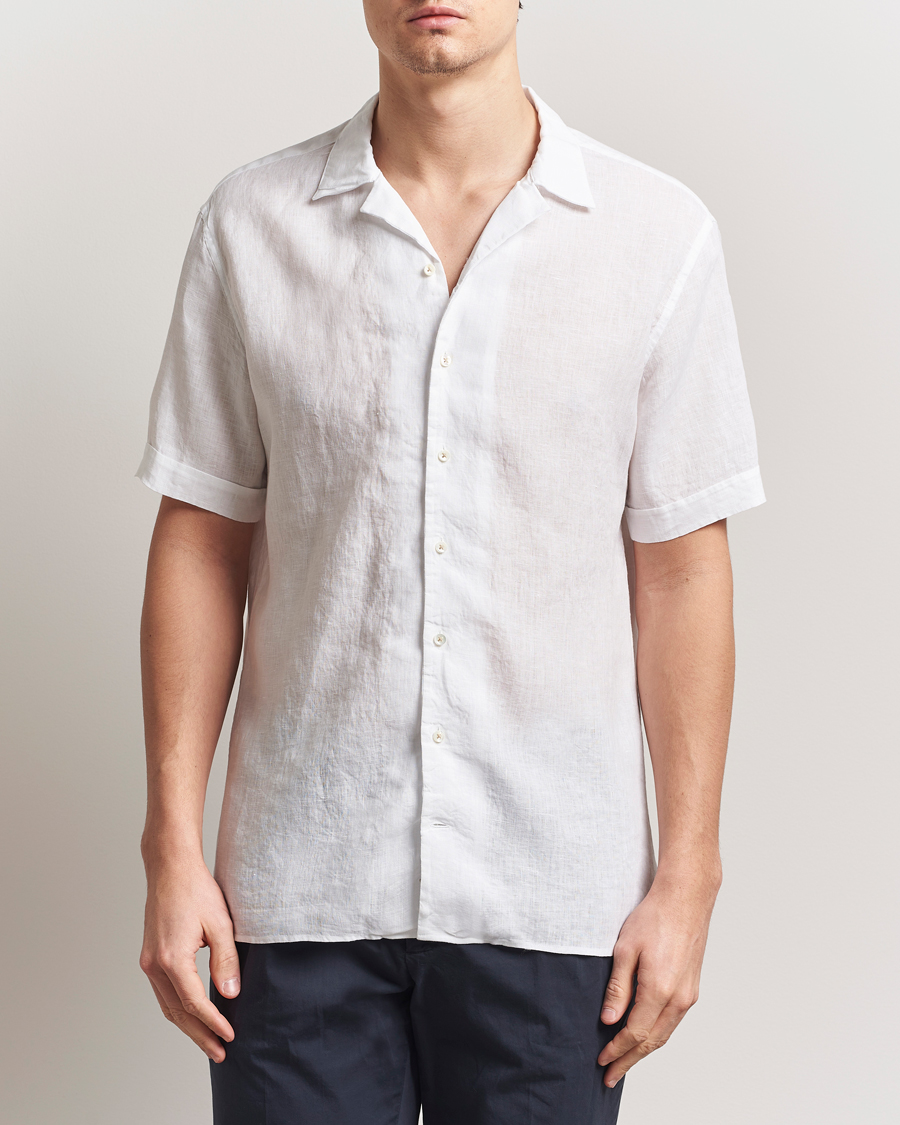 Mies | Kauluspaidat | Stenströms | Short Sleeve Linen Shirt White