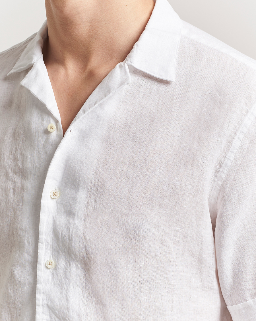 Mies | Kauluspaidat | Stenströms | Short Sleeve Linen Shirt White