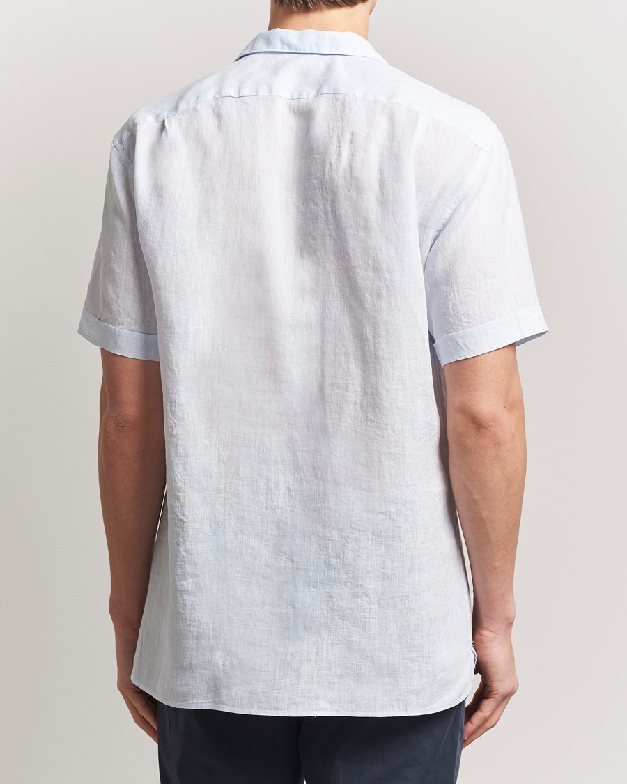 Mies | Kauluspaidat | Stenströms | Short Sleeve Linen Shirt Light Blue