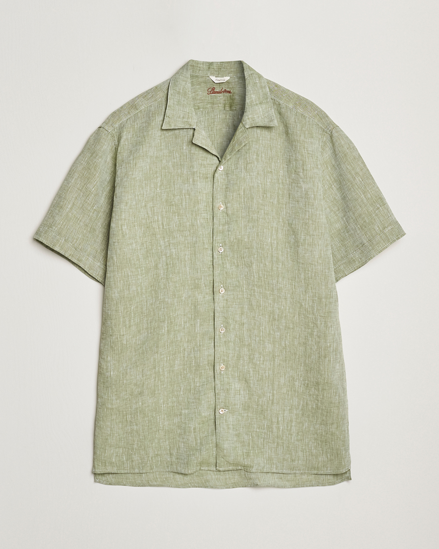 Mies | Kauluspaidat | Stenströms | Short Sleeve Linen Shirt Green