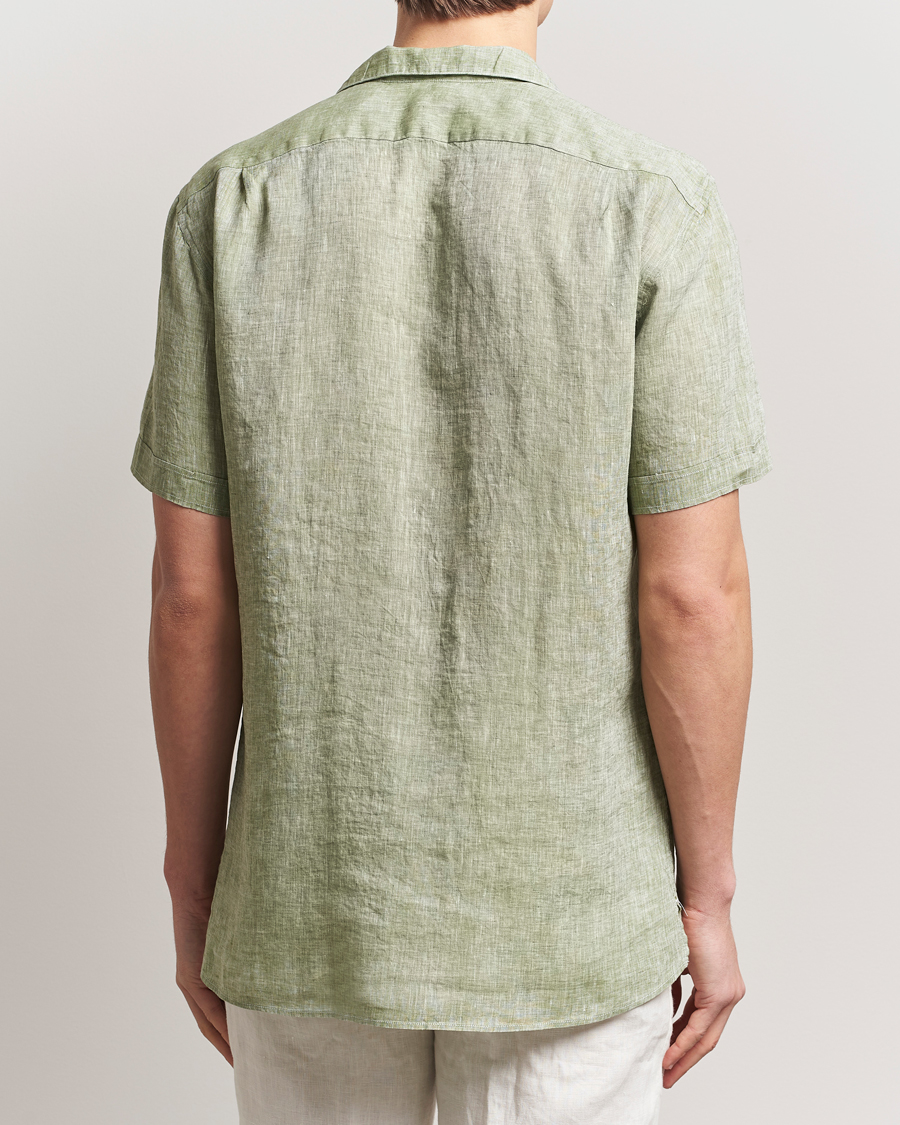 Mies | Kauluspaidat | Stenströms | Short Sleeve Linen Shirt Green