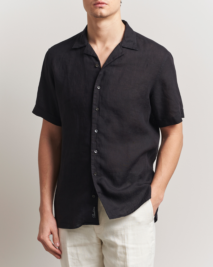 Mies | Kauluspaidat | Stenströms | Short Sleeve Linen Shirt Black
