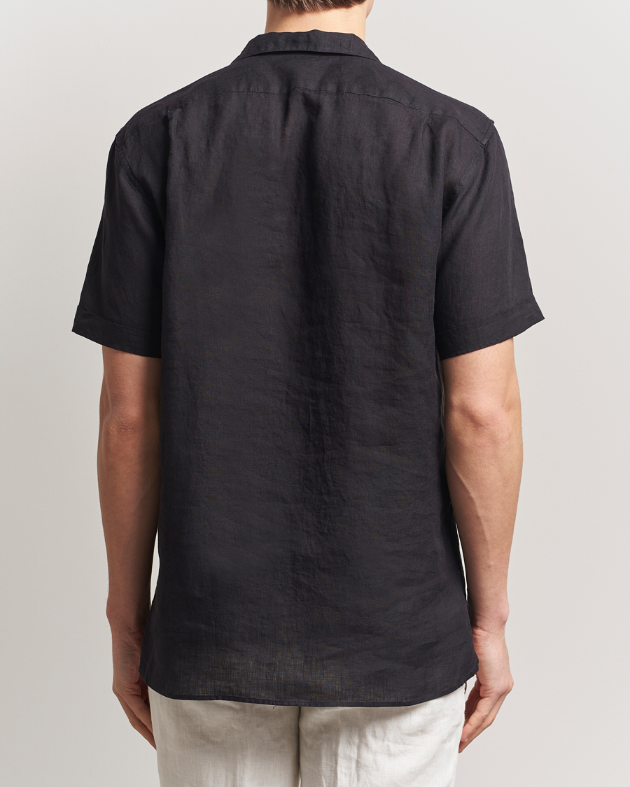 Mies | Kauluspaidat | Stenströms | Short Sleeve Linen Shirt Black