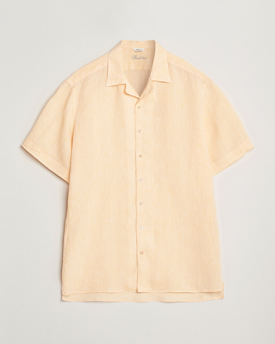 Mies | Kauluspaidat | Stenströms | Short Sleeve Linen Shirt Orange