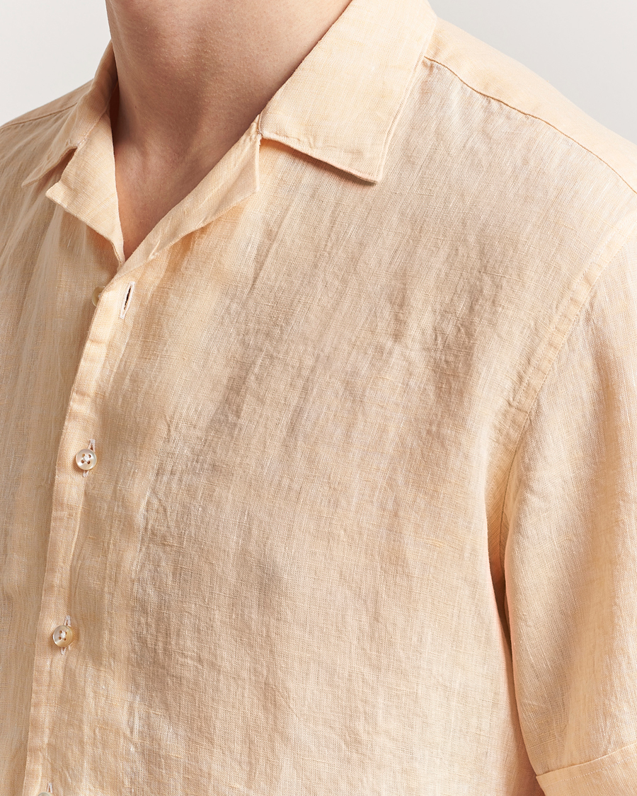 Mies | Kauluspaidat | Stenströms | Short Sleeve Linen Shirt Orange