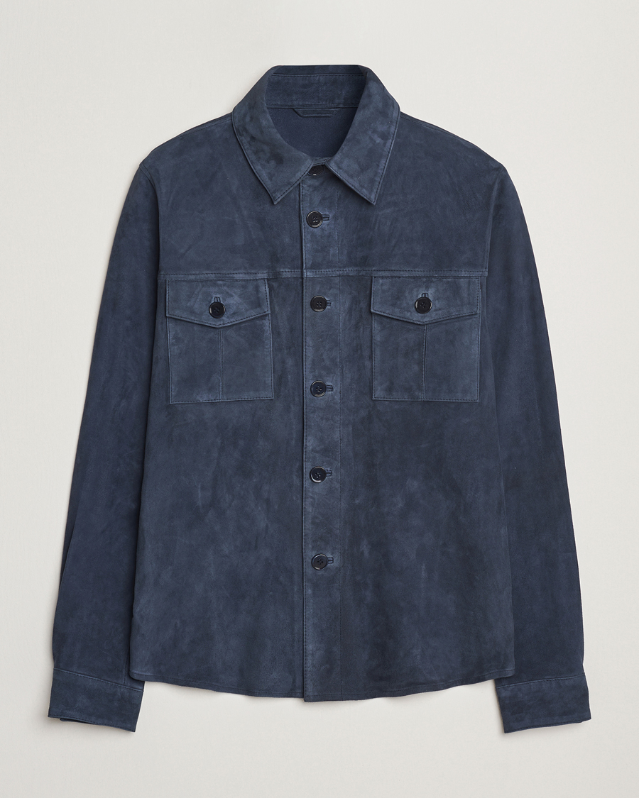 Mies | Takit | Stenströms | Suede Overshirt Navy