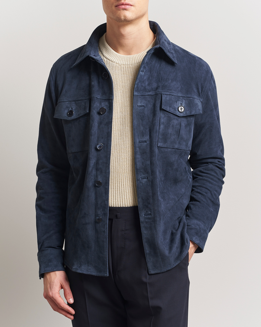 Mies | Takit | Stenströms | Suede Overshirt Navy