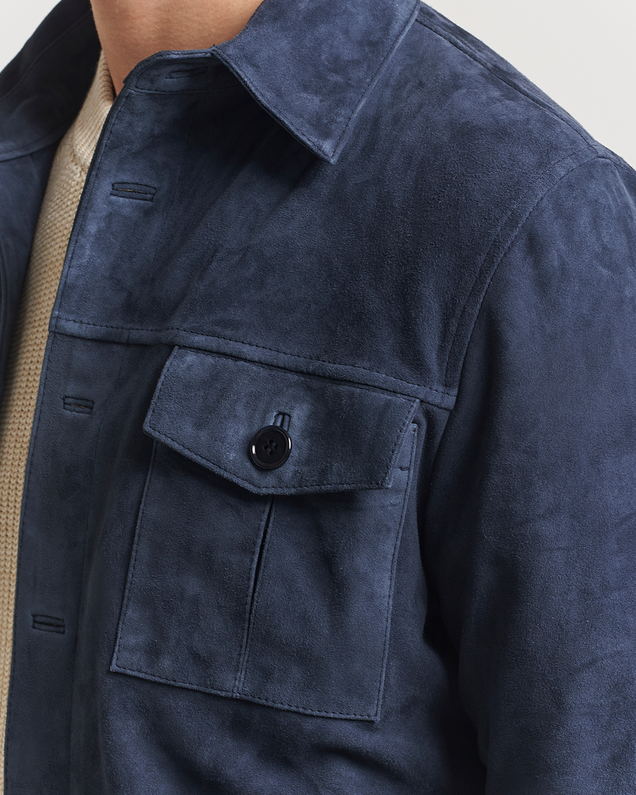 Mies | Takit | Stenströms | Suede Overshirt Navy