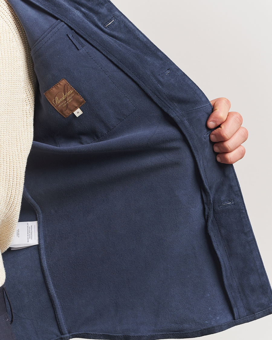 Mies | Takit | Stenströms | Suede Overshirt Navy