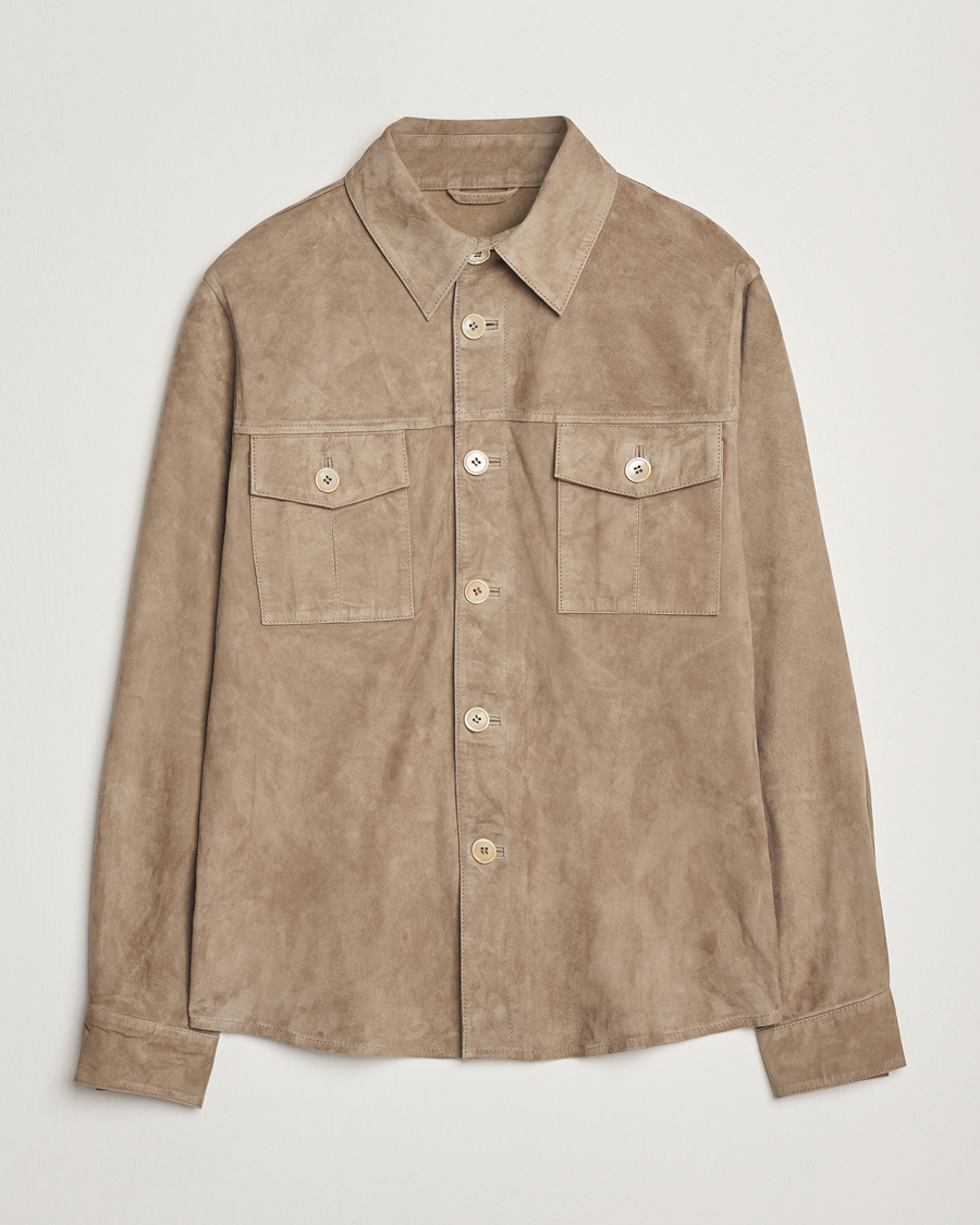 Mies | Takit | Stenströms | Suede Overshirt Taupe
