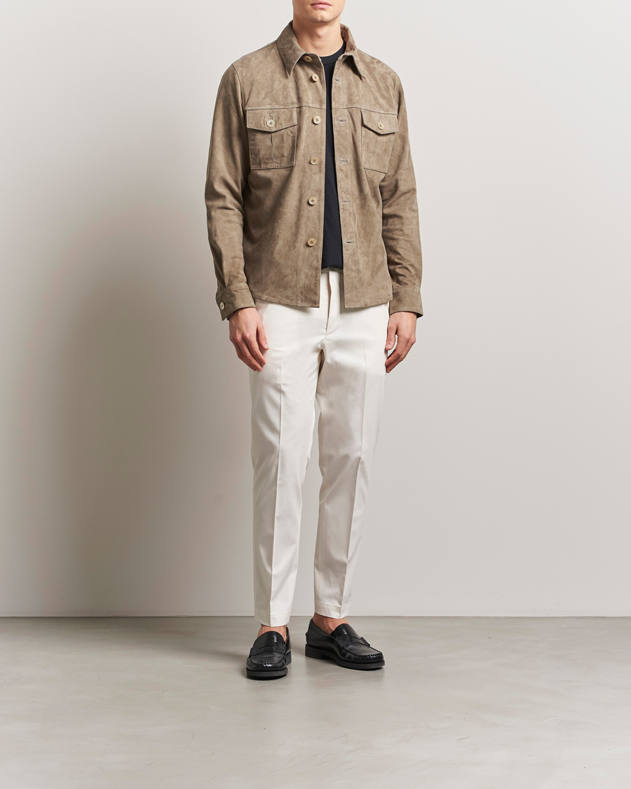Mies | Takit | Stenströms | Suede Overshirt Taupe