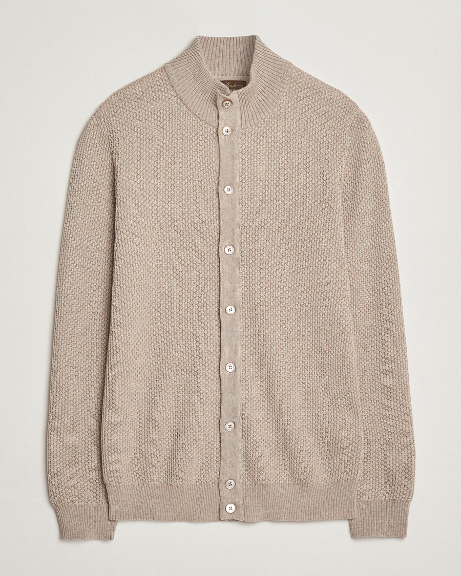 Mies | Puserot | Stenströms | Knitted Textured Merino Cardigan Beige