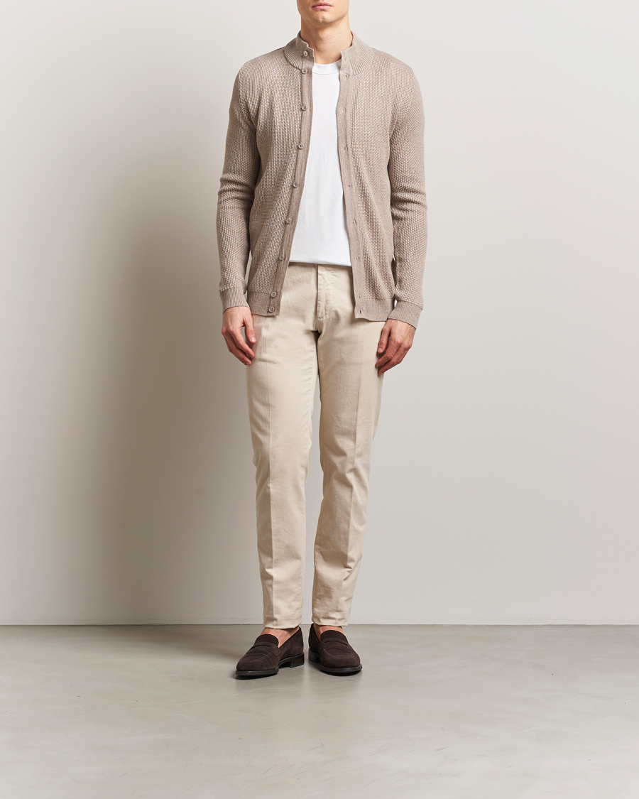 Mies | Puserot | Stenströms | Knitted Textured Merino Cardigan Beige