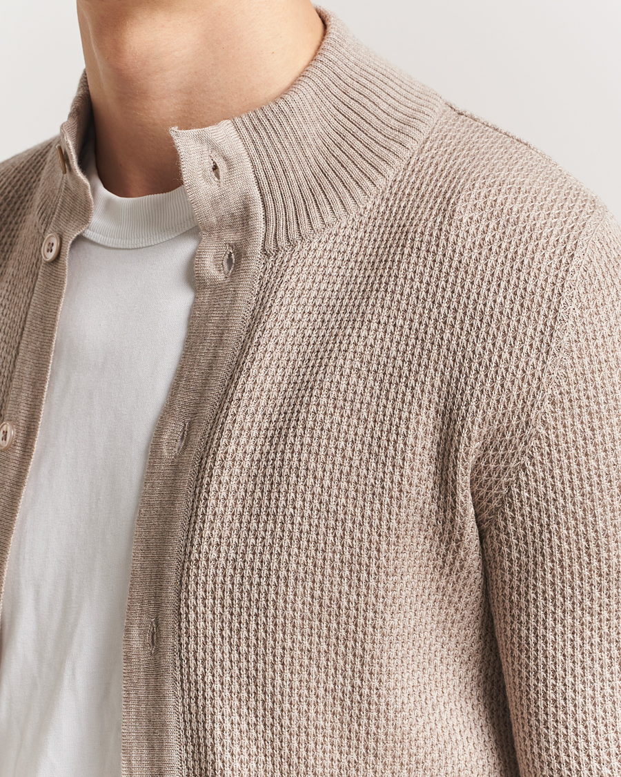 Mies | Puserot | Stenströms | Knitted Textured Merino Cardigan Beige