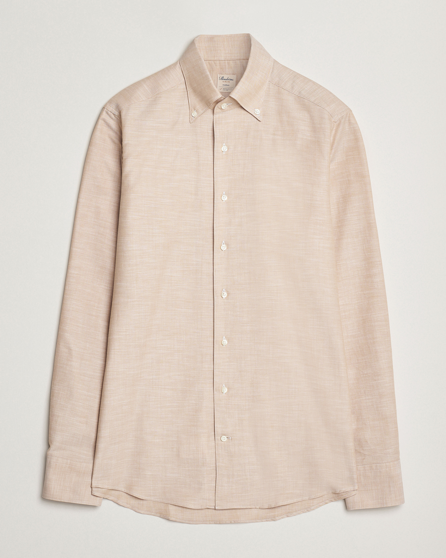 Mies | Kauluspaidat | Stenströms | Soft Cotton One Piece Button Down Shirt Beige