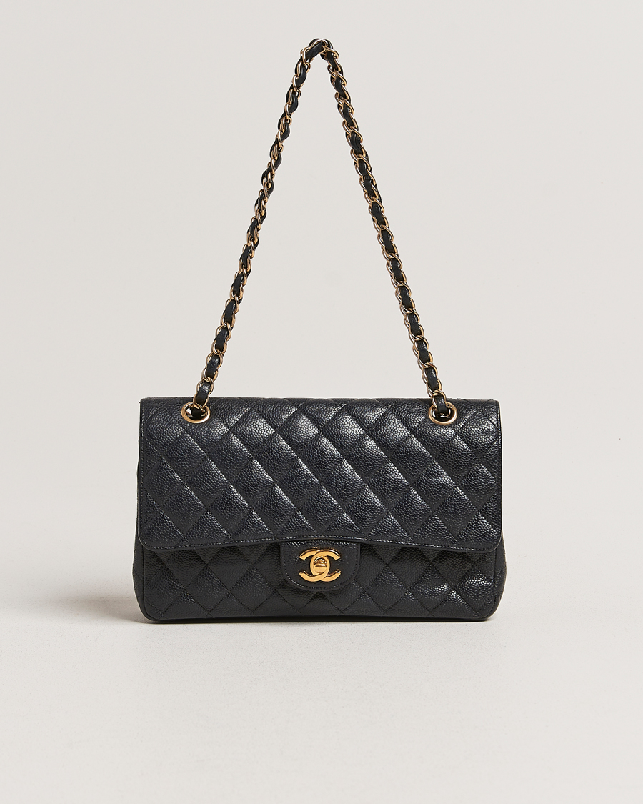 Mies | Chanel Pre-Owned Classic Medium Double Flap Bag Black Caviar | Chanel Pre-Owned | Classic Medium Double Flap Bag Black Caviar