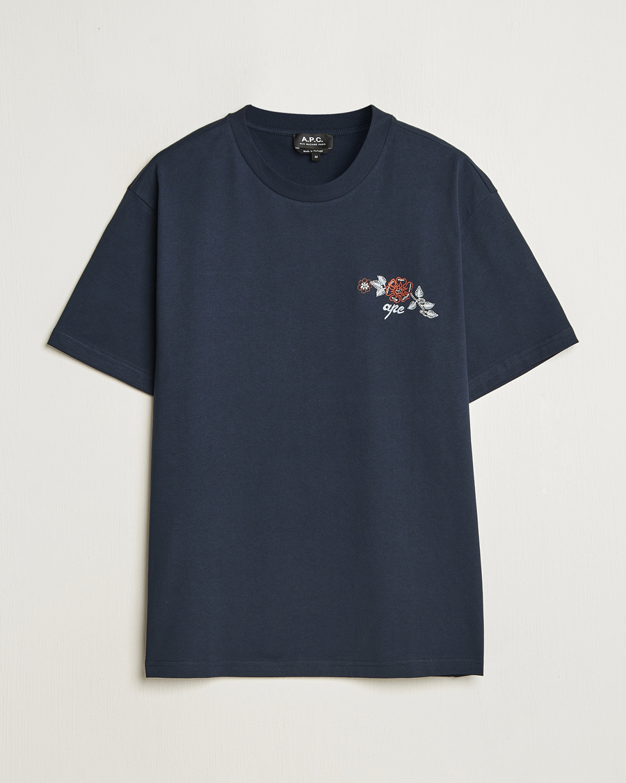 Mies | T-paidat | A.P.C. | Oscar Embroidered T-Shirt Dark Navy
