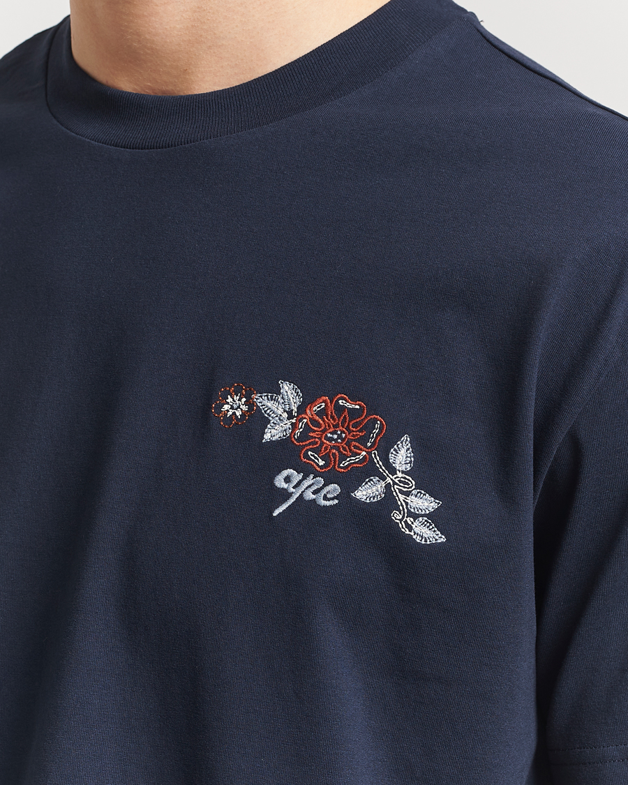 Mies | T-paidat | A.P.C. | Oscar Embroidered T-Shirt Dark Navy