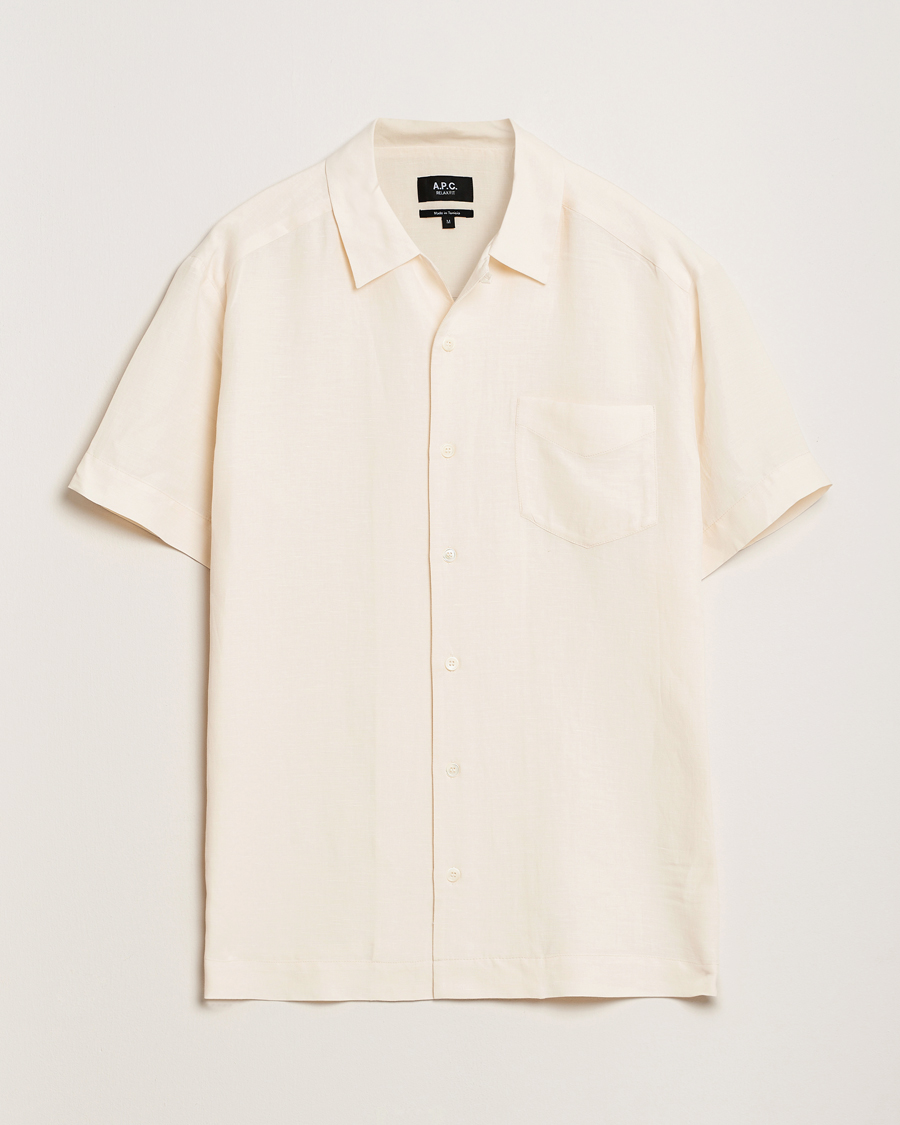 Mies | Kauluspaidat | A.P.C. | Roy Woven Short Sleeve Shirt Ecru