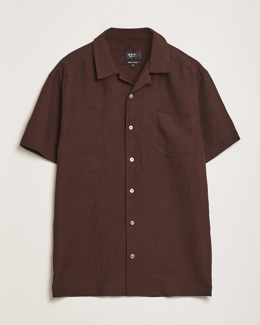 Mies | Kauluspaidat | A.P.C. | Roy Woven Short Sleeve Shirt Brown
