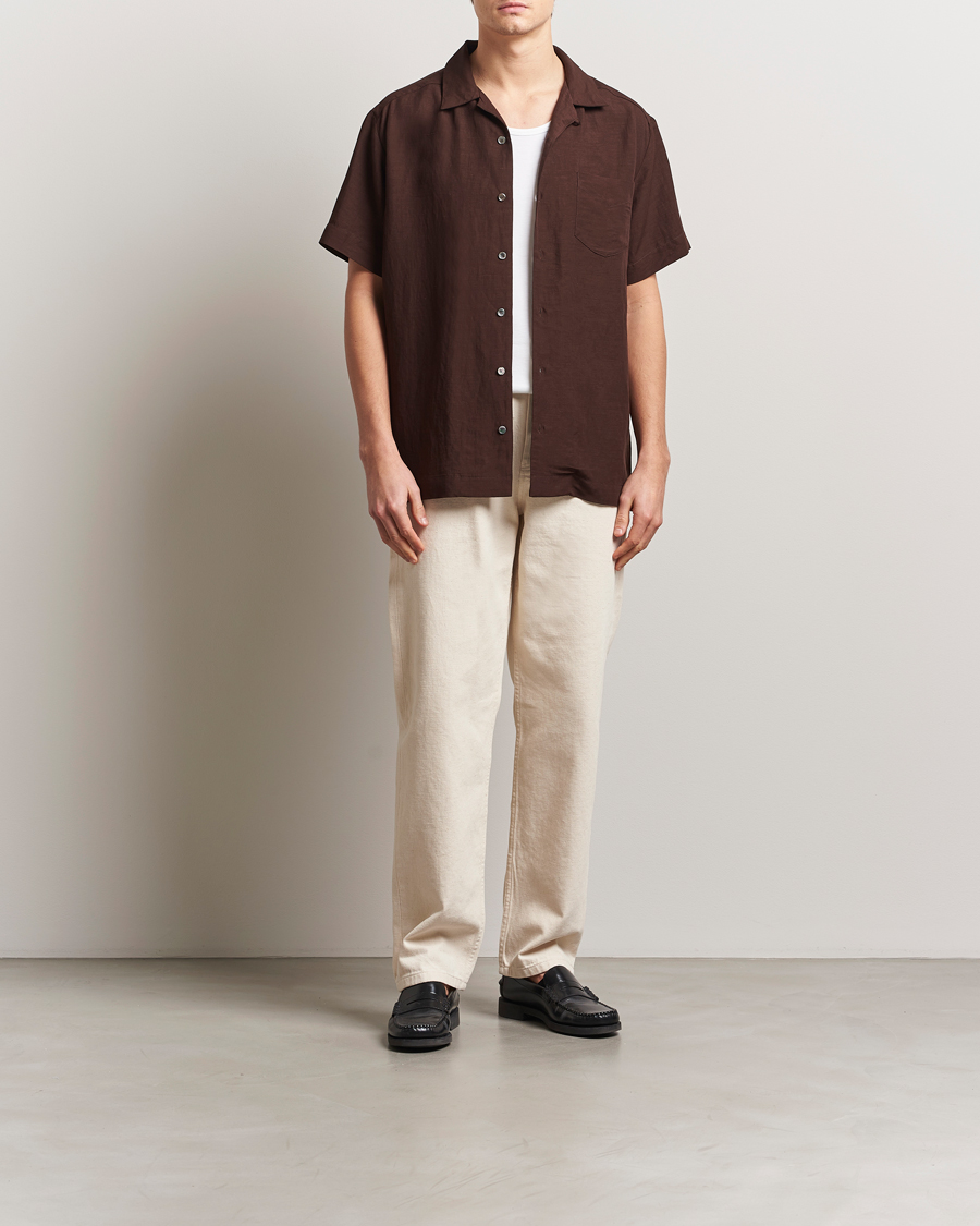 Mies | Kauluspaidat | A.P.C. | Roy Woven Short Sleeve Shirt Brown