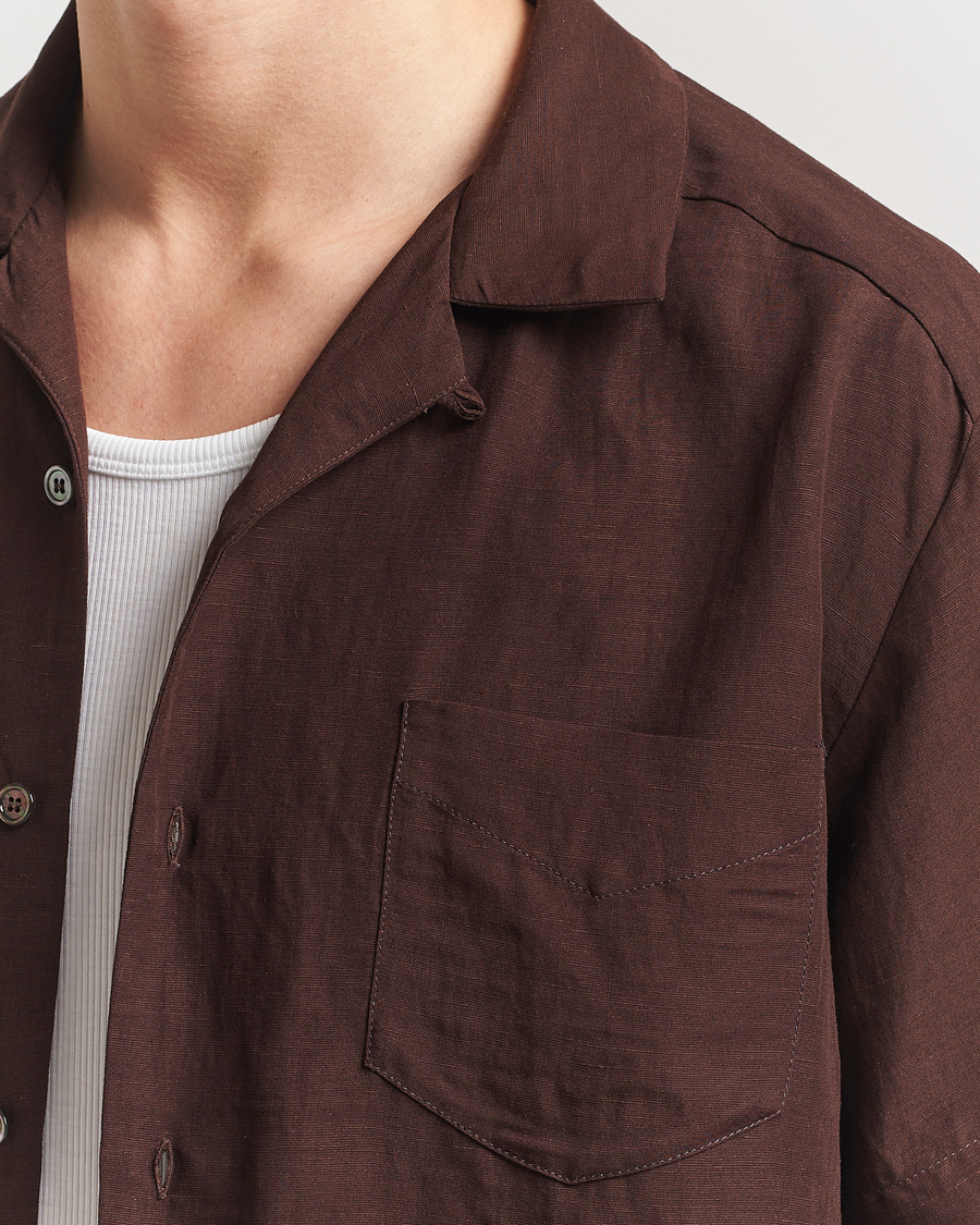 Mies | Kauluspaidat | A.P.C. | Roy Woven Short Sleeve Shirt Brown
