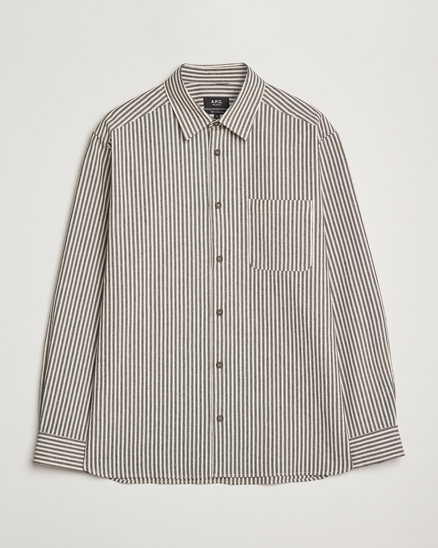 Mies | Kauluspaidat | A.P.C. | Rustic Cotton Striped Overshirt Black/White