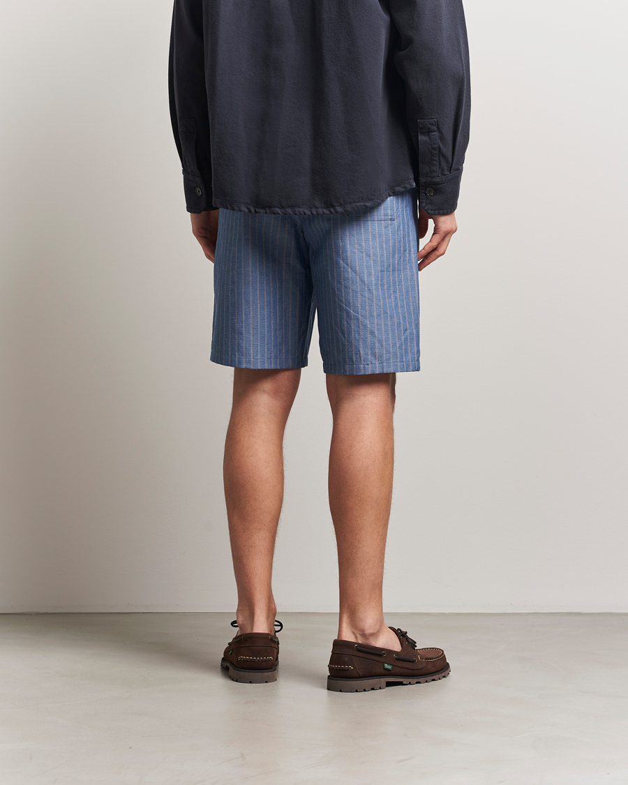 Mies | Shortsit | A.P.C. | Paul Cotton/Linen Striped Drawstring Shorts Blue