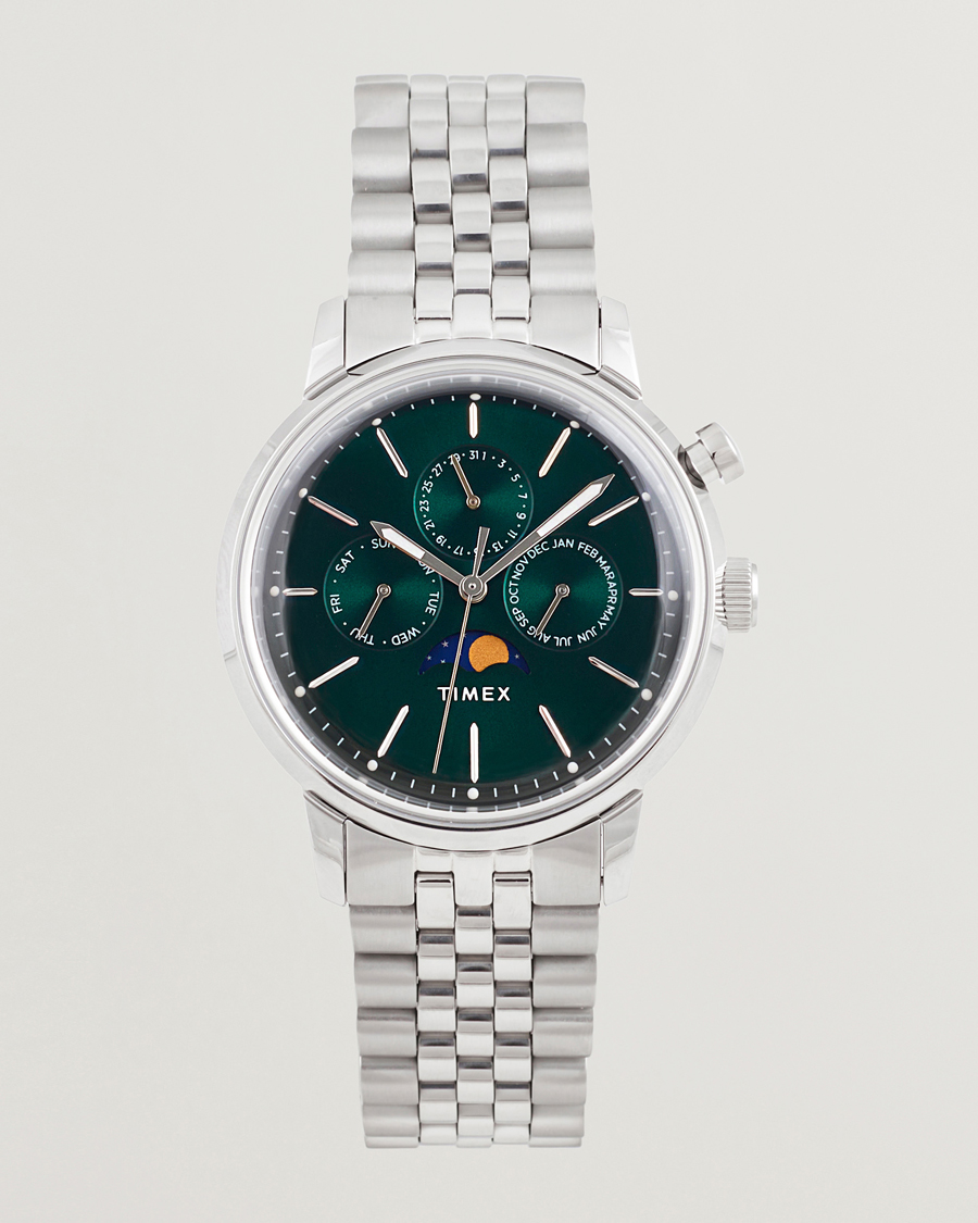 Mies | Timex Marlin Moon Phase Quartz Steel 40mm Green Dial | Timex | Marlin Moon Phase Quartz Steel 40mm Green Dial