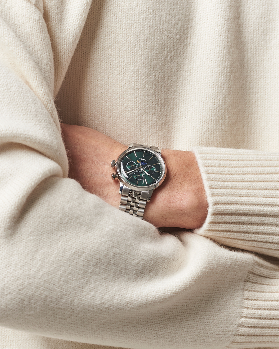 Mies | Timex Marlin Moon Phase Quartz Steel 40mm Green Dial | Timex | Marlin Moon Phase Quartz Steel 40mm Green Dial