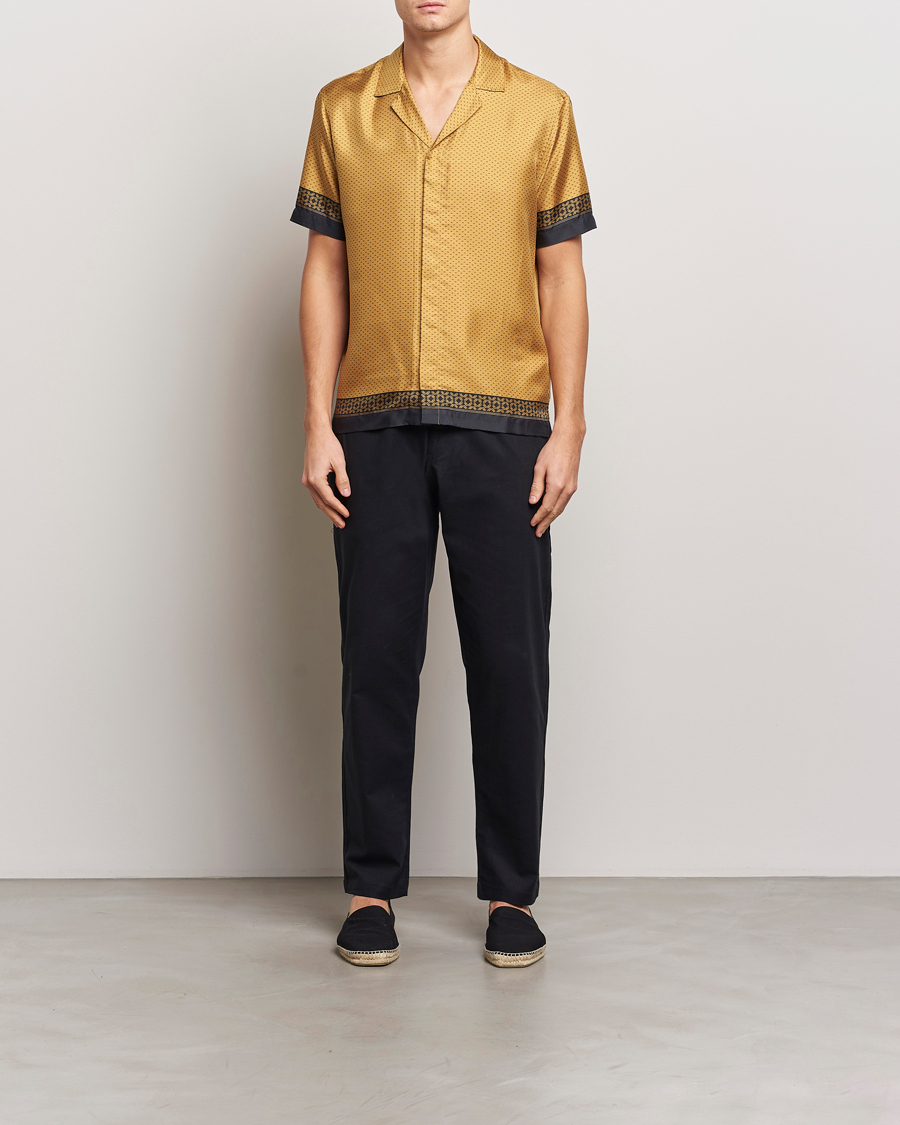 Mies | Kauluspaidat | Orlebar Brown | Maitan Silk Gold Bullion Shirt Gold/Black