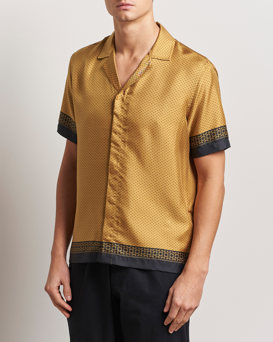 Mies | Kauluspaidat | Orlebar Brown | Maitan Silk Gold Bullion Shirt Gold/Black