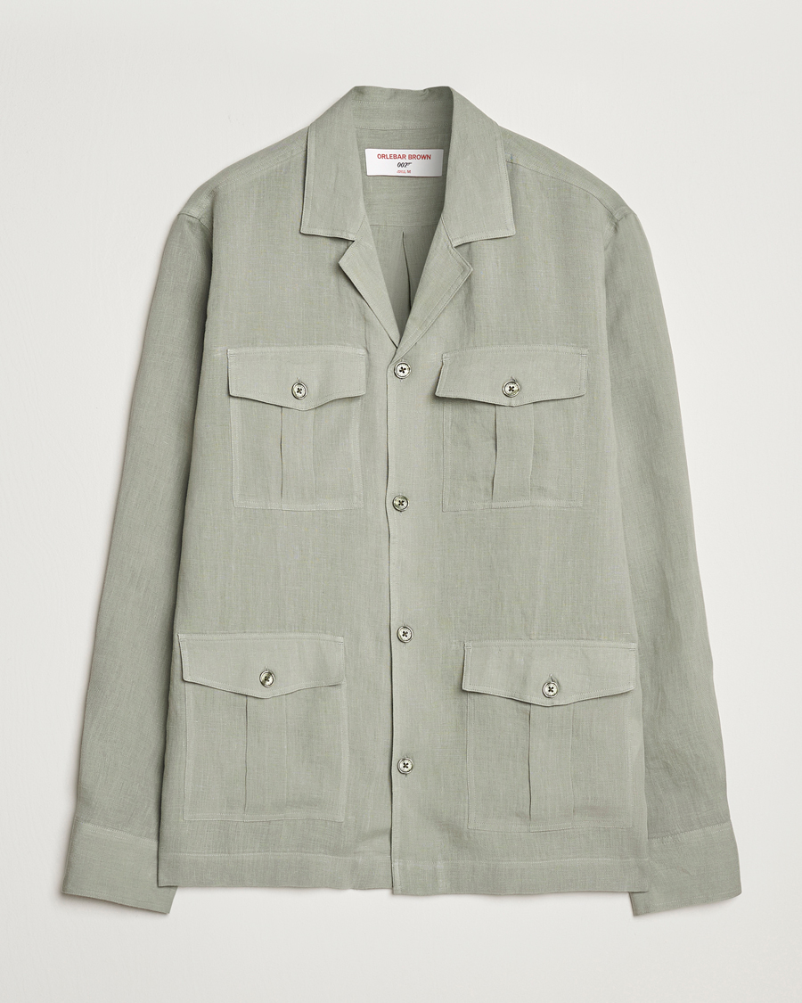 Mies | Kauluspaidat | Orlebar Brown | Maitan Long Sleeve Golden Gun Shirt Penny Green