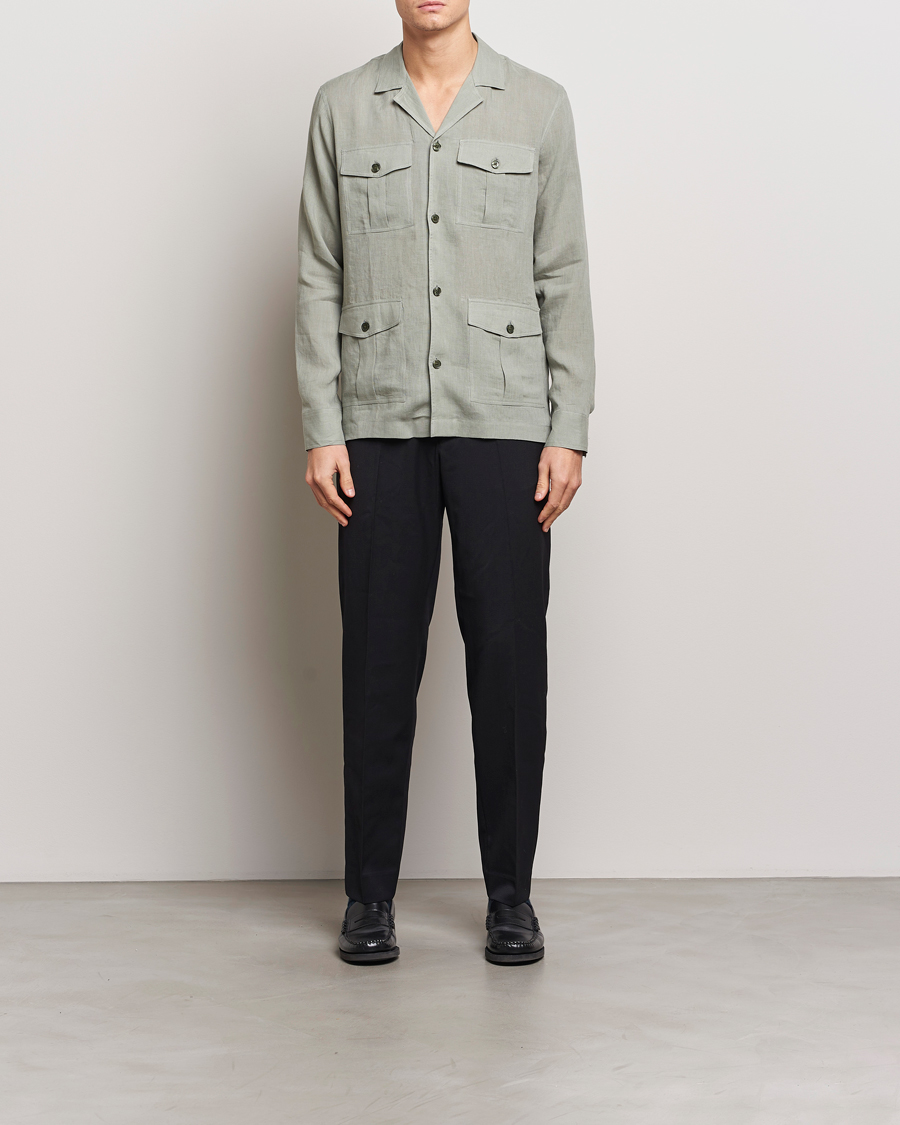 Mies | Kauluspaidat | Orlebar Brown | Maitan Long Sleeve Golden Gun Shirt Penny Green