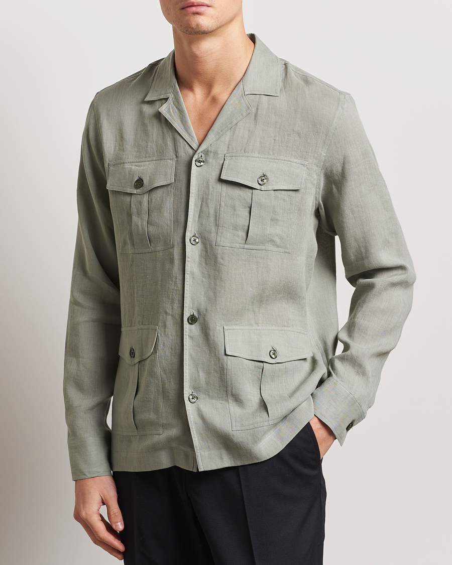 Mies | Kauluspaidat | Orlebar Brown | Maitan Long Sleeve Golden Gun Shirt Penny Green