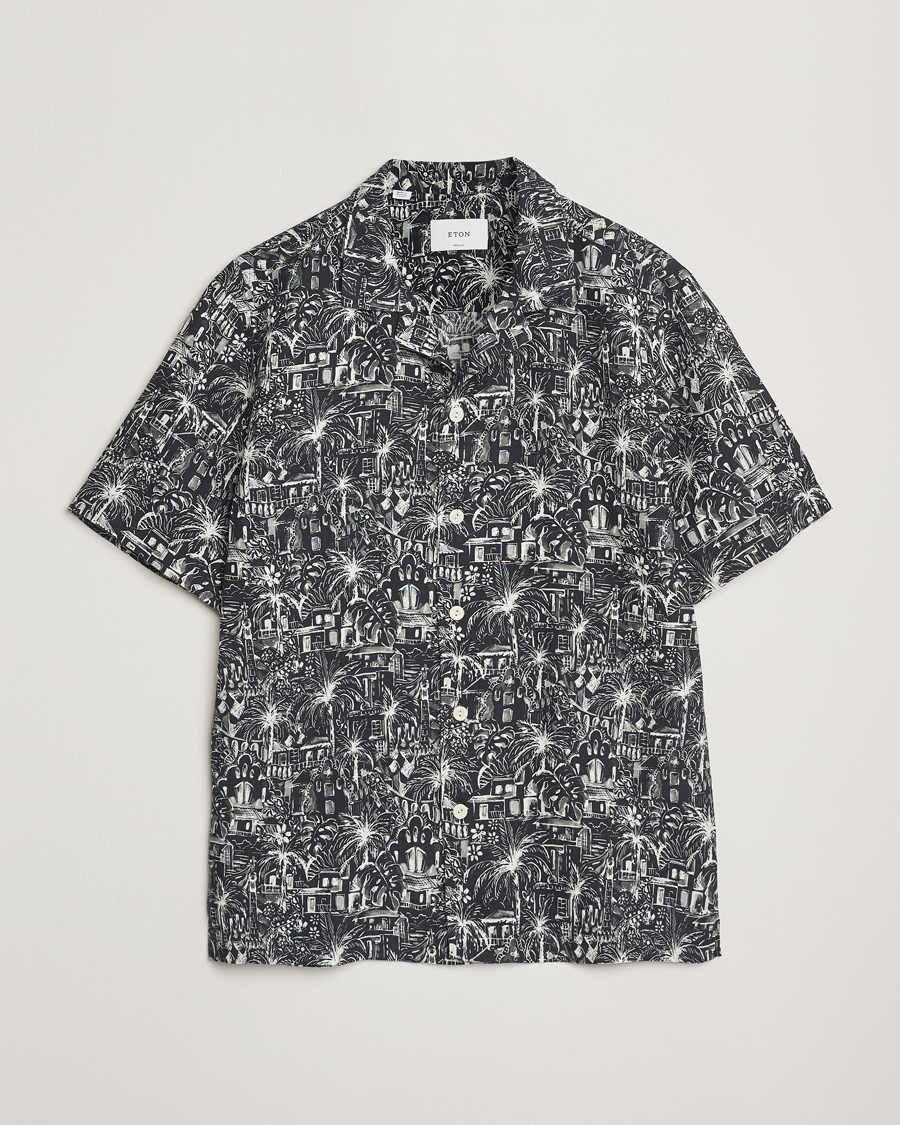 Mies | Kauluspaidat | Eton | Resort Printed Short Sleeve Shirt Black