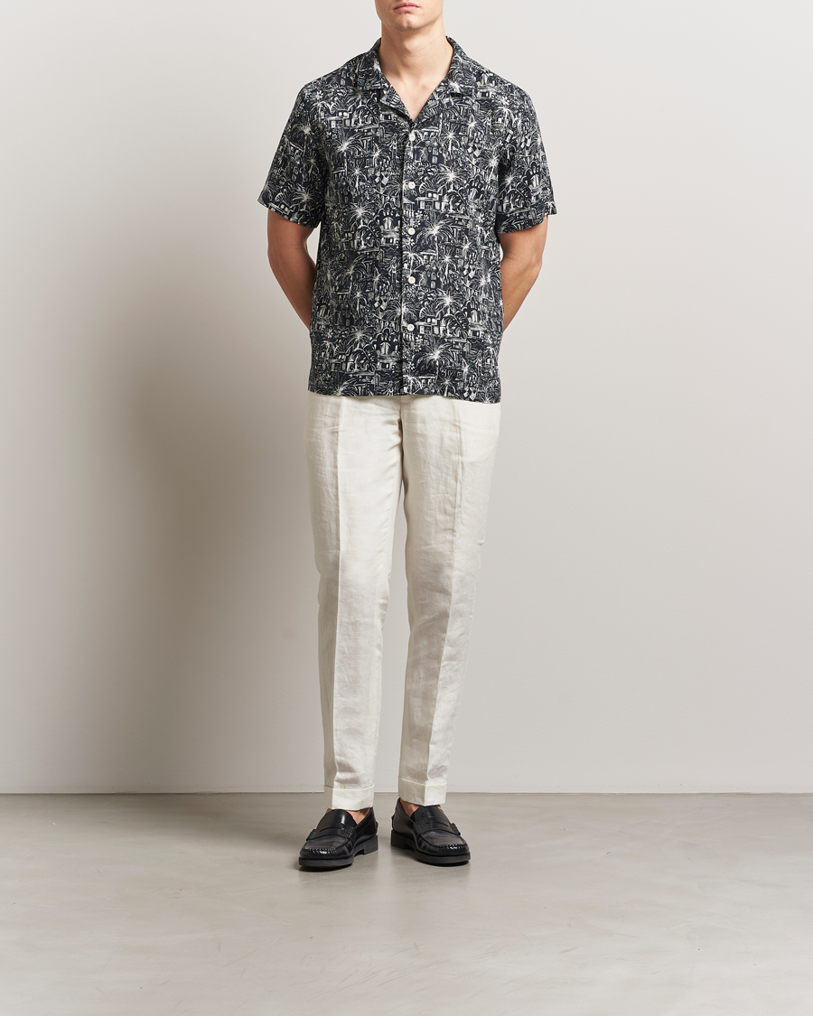 Mies | Kauluspaidat | Eton | Resort Printed Short Sleeve Shirt Black
