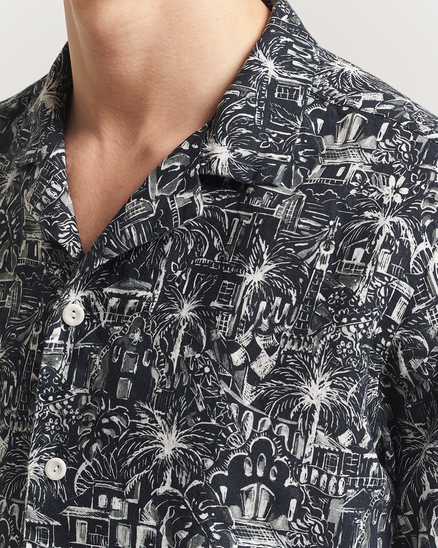 Mies | Kauluspaidat | Eton | Resort Printed Short Sleeve Shirt Black