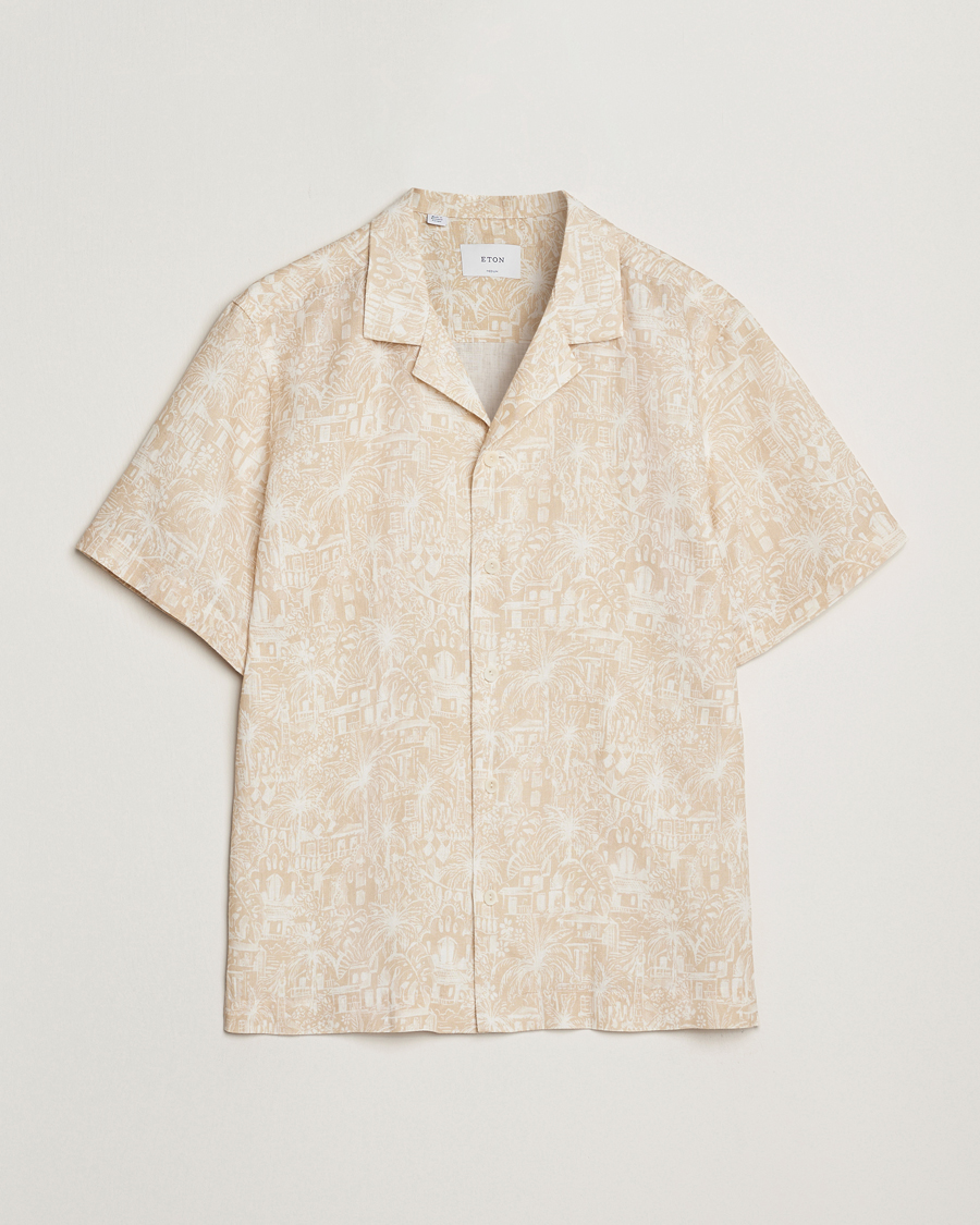 Mies | Kauluspaidat | Eton | Resort Printed Short Sleeve Shirt Beige