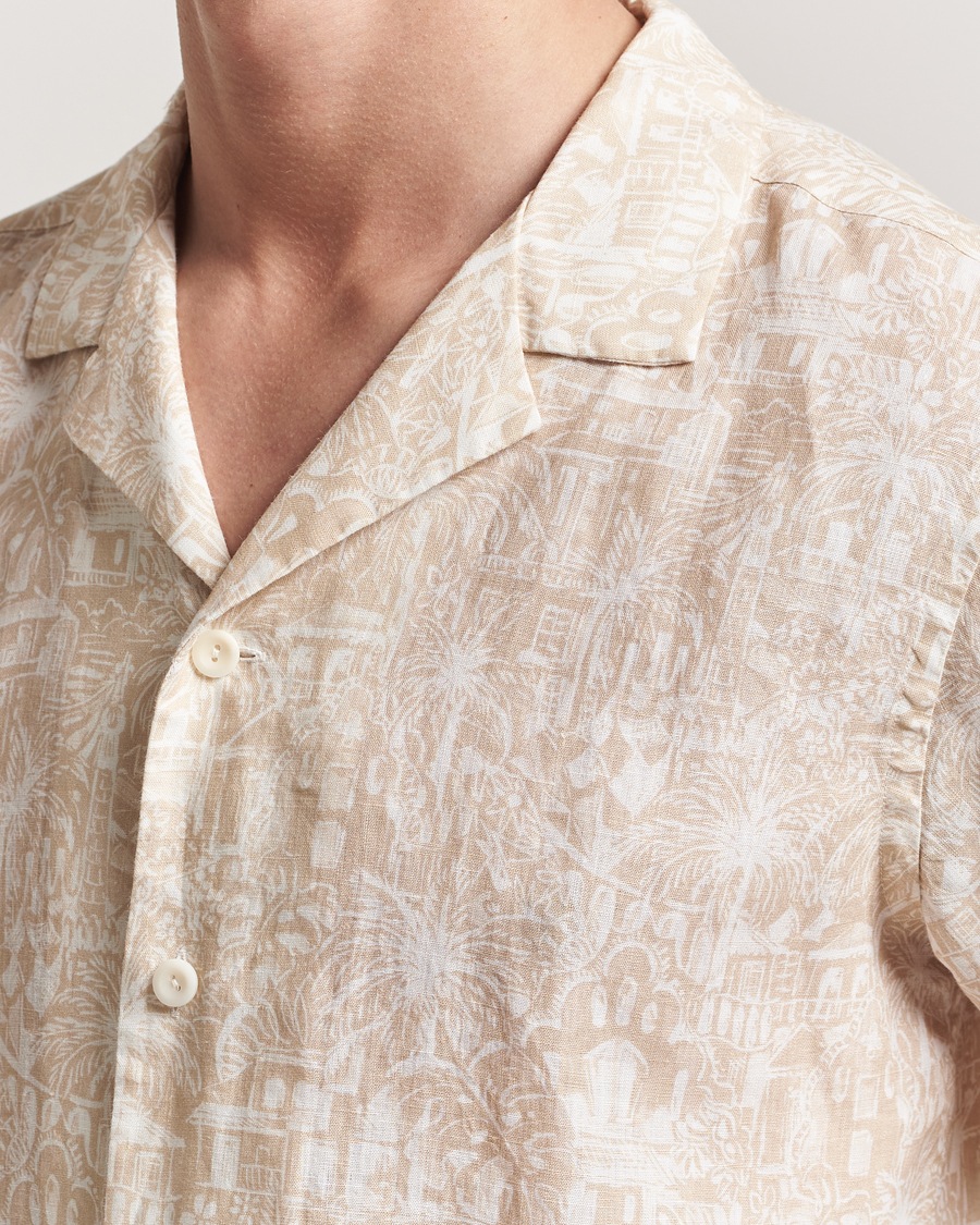 Mies | Kauluspaidat | Eton | Resort Printed Short Sleeve Shirt Beige