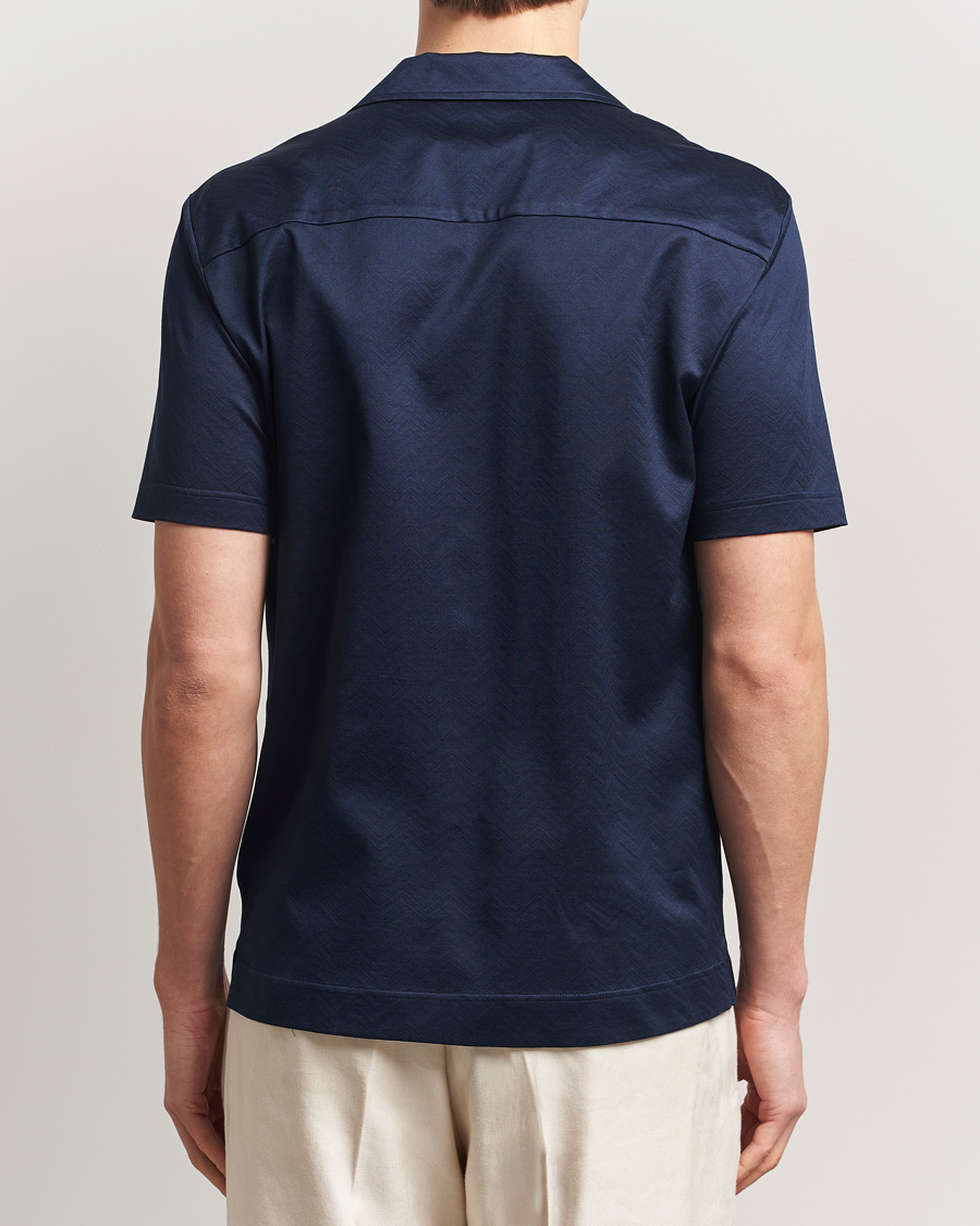 Mies | Kauluspaidat | Eton | Filo Di Scozia Short Sleeve Shirt Navy Blue